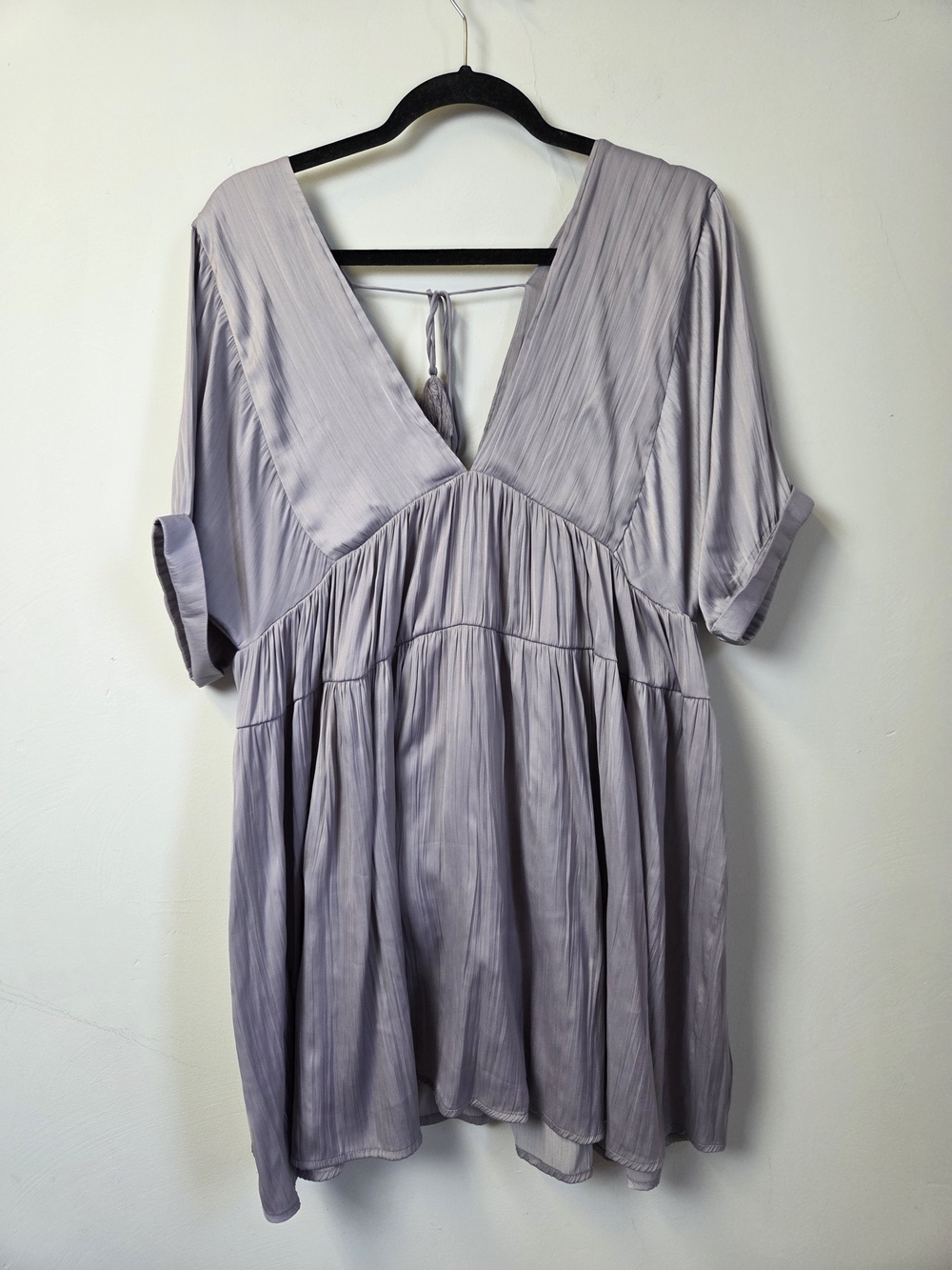 Free People Lavender Pleated V-Neck Tiered Maxi